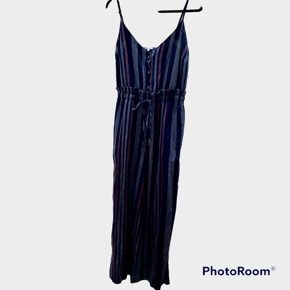 Splendid Crosshatch Stripe Tie Waist Jumpsuit - Picture 3 of 10